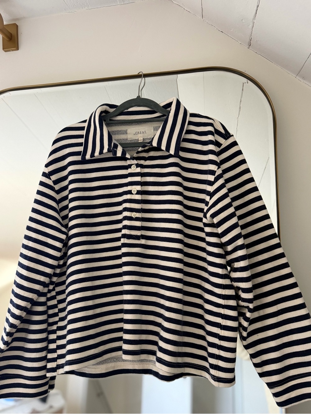 The Great Rugby Sweatshirt Navy Sailor Stripe